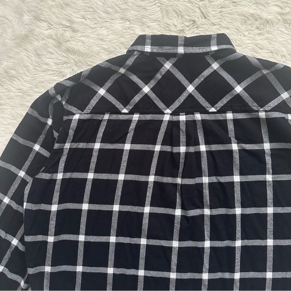J. Crew Factory Top Flannel Shirt Button Down Long Sleeve Cotton Black White M - Picture 7 of 13